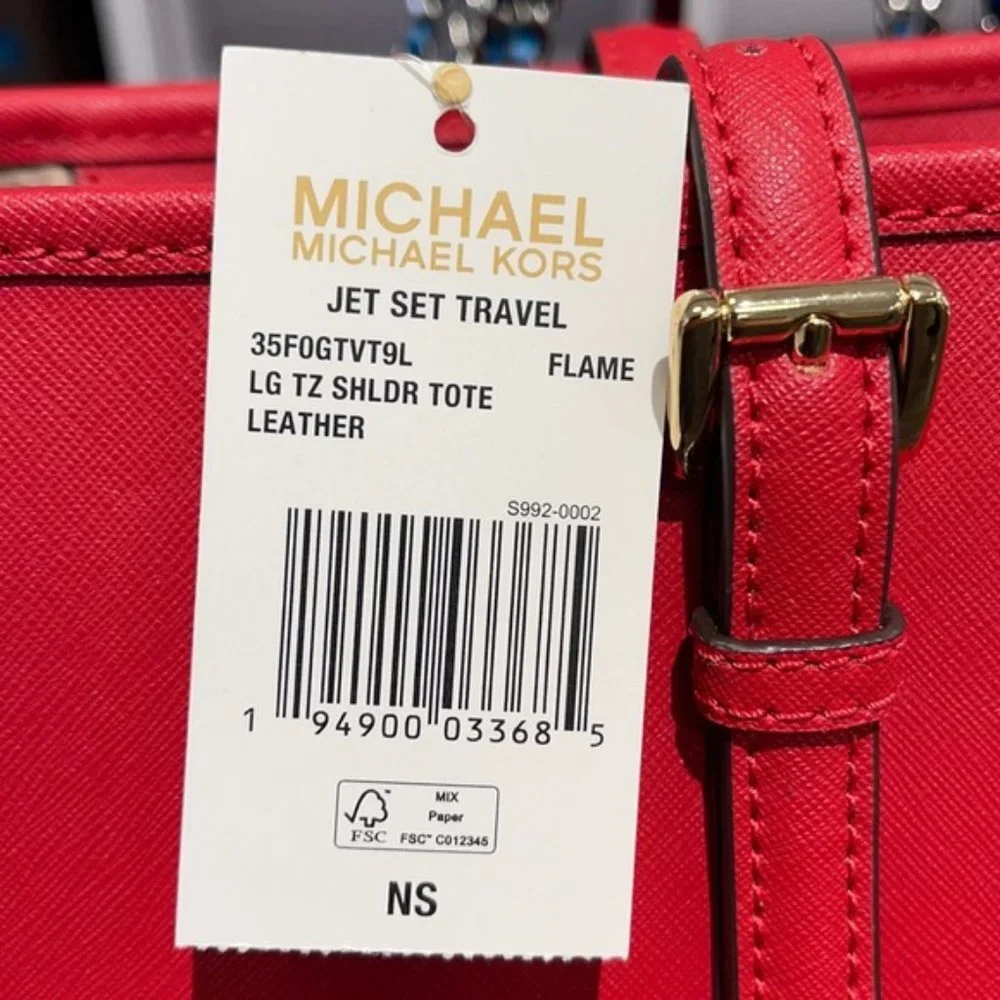 Michael Kors Jet Set Travel Large Top Zip Tote Leather